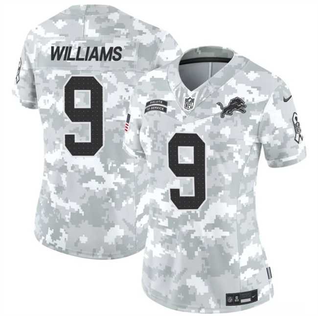 Womens Detroit Lions #9 Jameson Williams 2024 F.U.S.E Arctic Camo Salute To Service Limited Stitched Jersey Dzhi